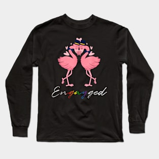 Flamingo Gay LGBT  Flag Long Sleeve T-Shirt